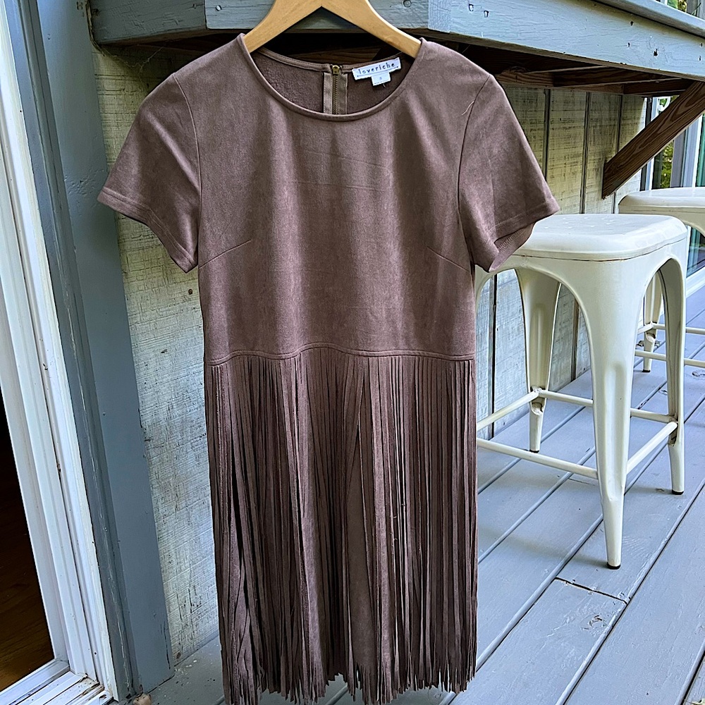 Faux Suede, Fun Fringe Dress by Love Riche